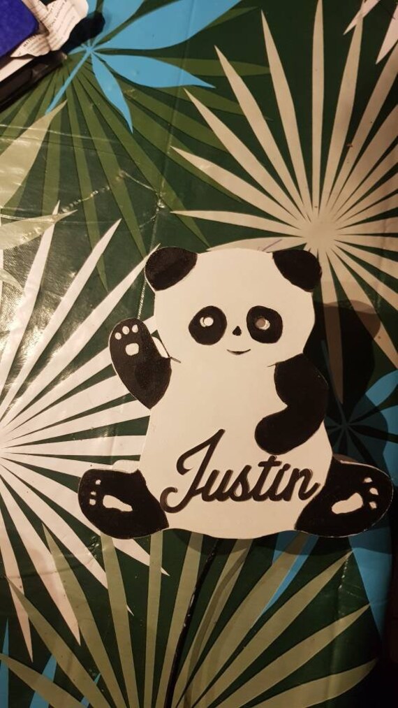 Plaque Porte Prénom Panda en Bois Pour Chambre de Bébé. Pancarte Chambre, Décoration Faire Part Nais