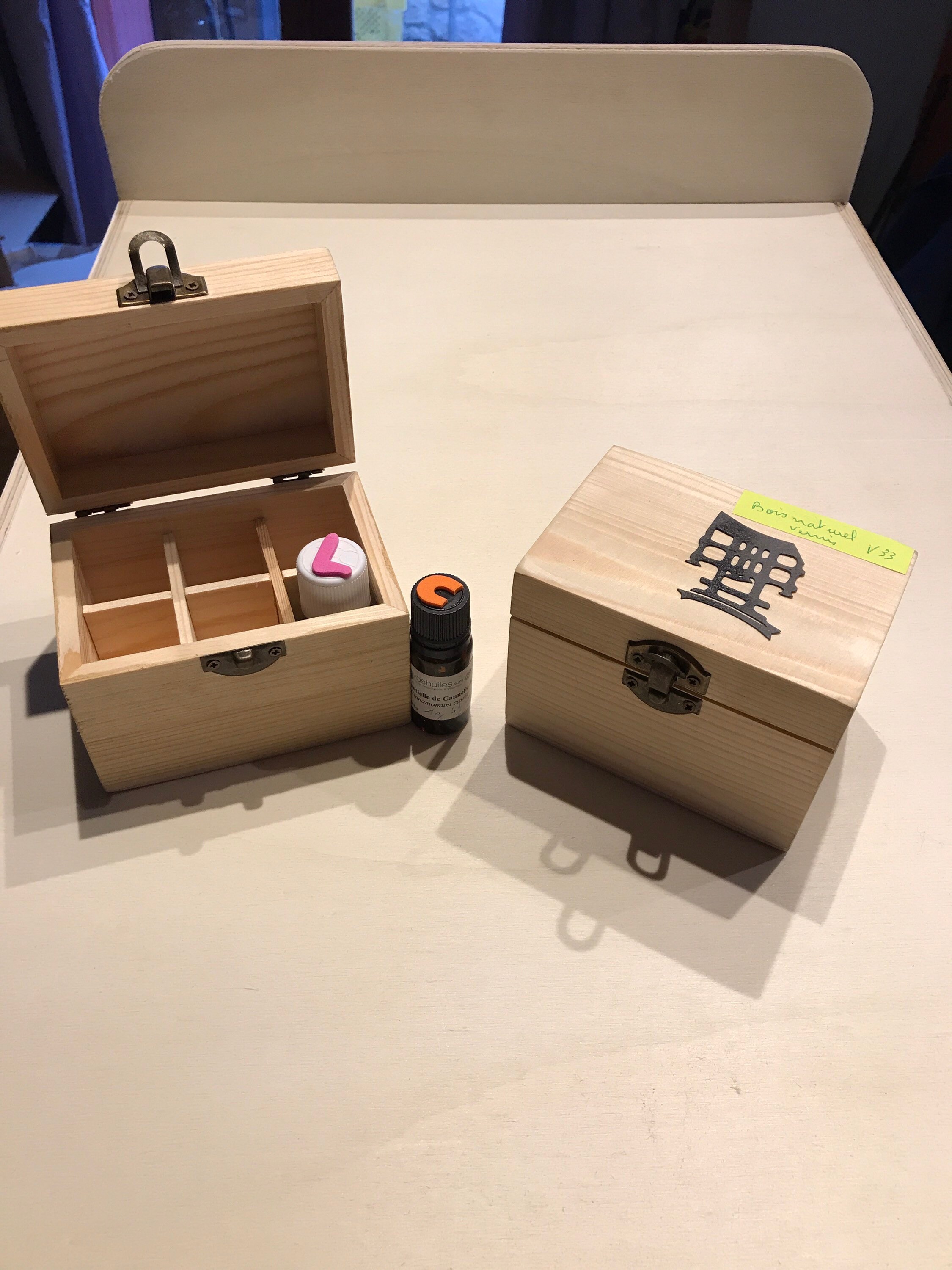 Petite Boite 6 Huile Essentielles en Bois avec Rangements 25mm | Flacon 10Ml Voyage Aromathérapie /K