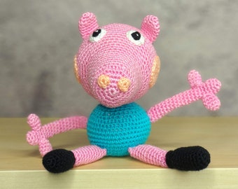 George Pig, Peppa pig animation, toy from peppa, animation toy, crochet pig, amigurumi toy, stuffed peppa pig hero