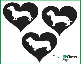Autocollant en vinyle Heart Dachshund