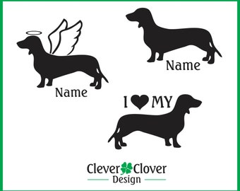 Ensemble de 3 autocollants teckel (Original, Angel & I Love My Doxie)