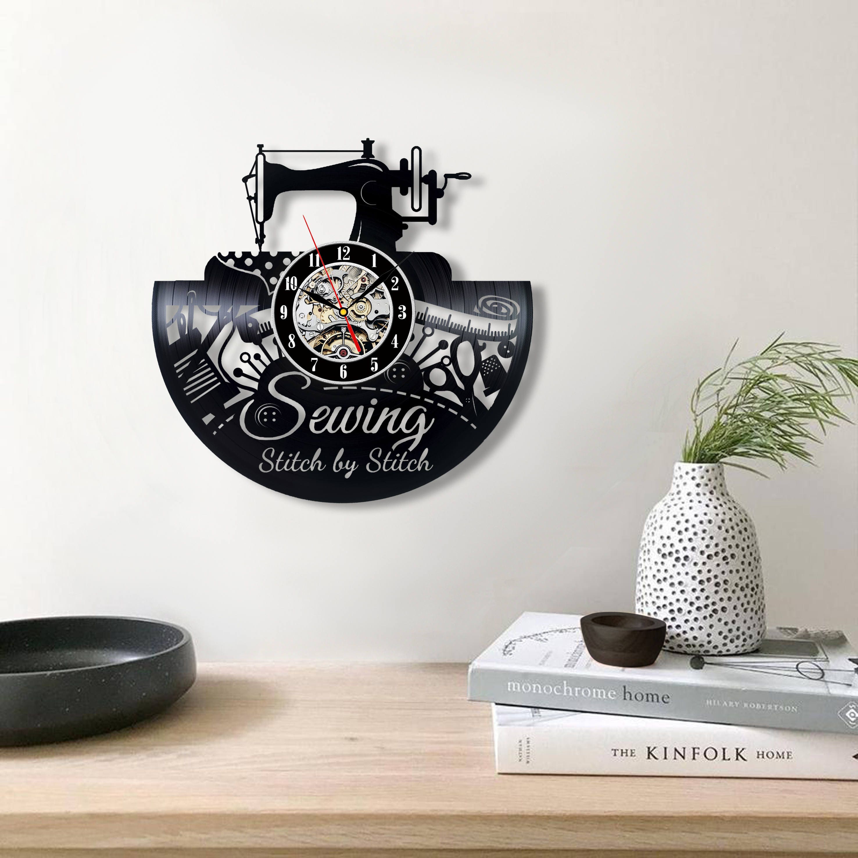 Sewing Es Vinyl Record Wall Clock Art