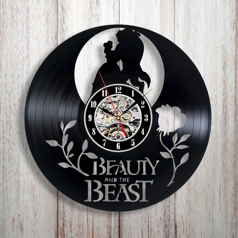Beauty And The Beast Wall Clock Kids Gift Disney Vinyl Art