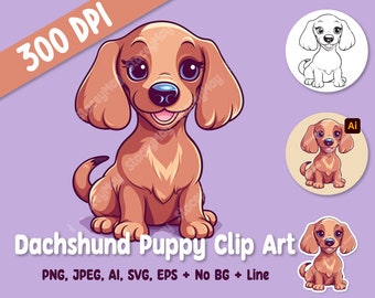 Dachshund Digital Clip Art - High-Resolution Dog Illustration for Design Projects