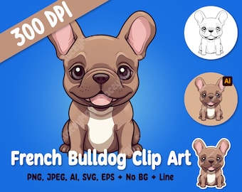 French Bulldog Clip Art - High Resolution Digital Download