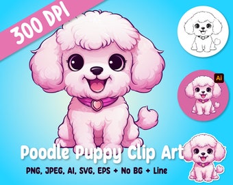 Poodle Clip Art - High-Resolution PNG Digital Download