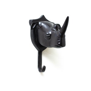 Vintage Rhino Wall Hook, Mid-Century Modern Metal Rhinoceros