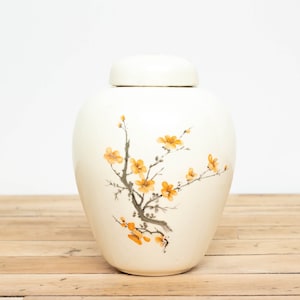 Vintage Porcelain Ginger Jar, Cherry Blossoms