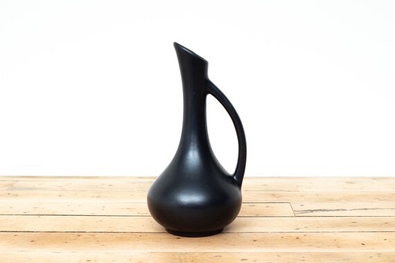 Modernist Vase, Black Mid-century Modern Ceramic Vessel - Etsy