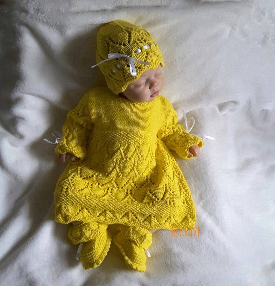 Hand Knit Baby Set Knitted baby clothes Knitted yellow baby Etsy