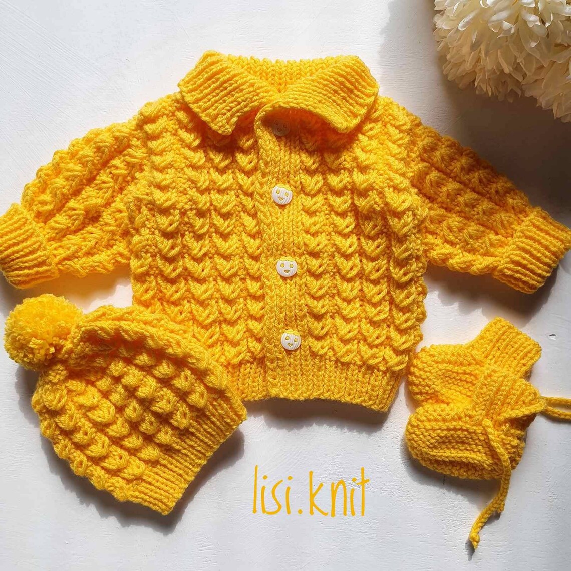 Knitted Baby coming home outfit. Knitted baby set. Gender Etsy