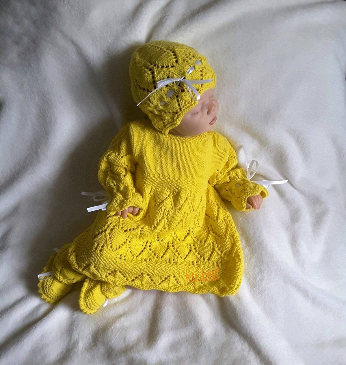 Hand Knit Baby Set Knitted baby clothes Knitted yellow baby Etsy