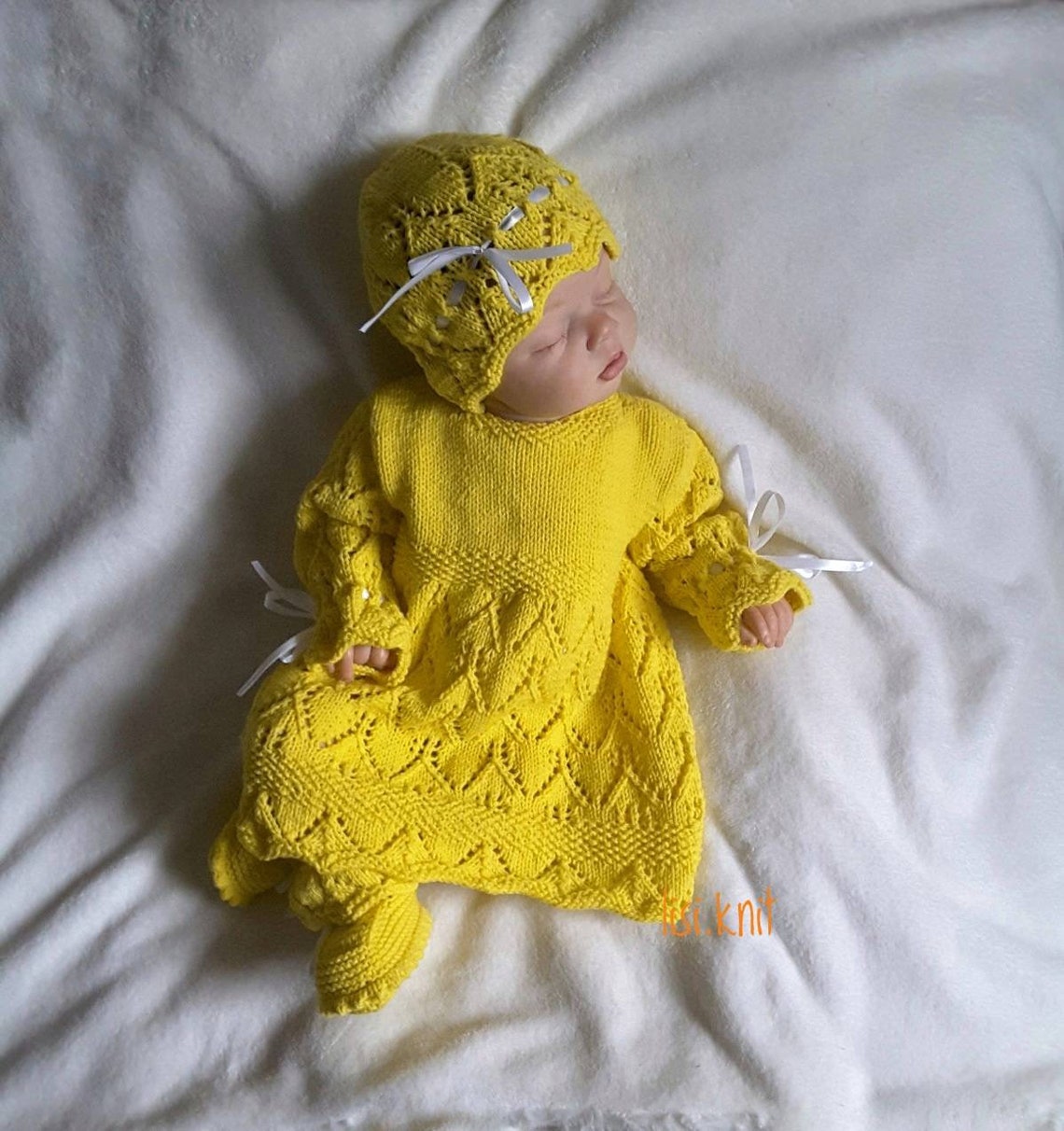 Hand Knit Baby Set Knitted baby clothes Knitted yellow baby Etsy