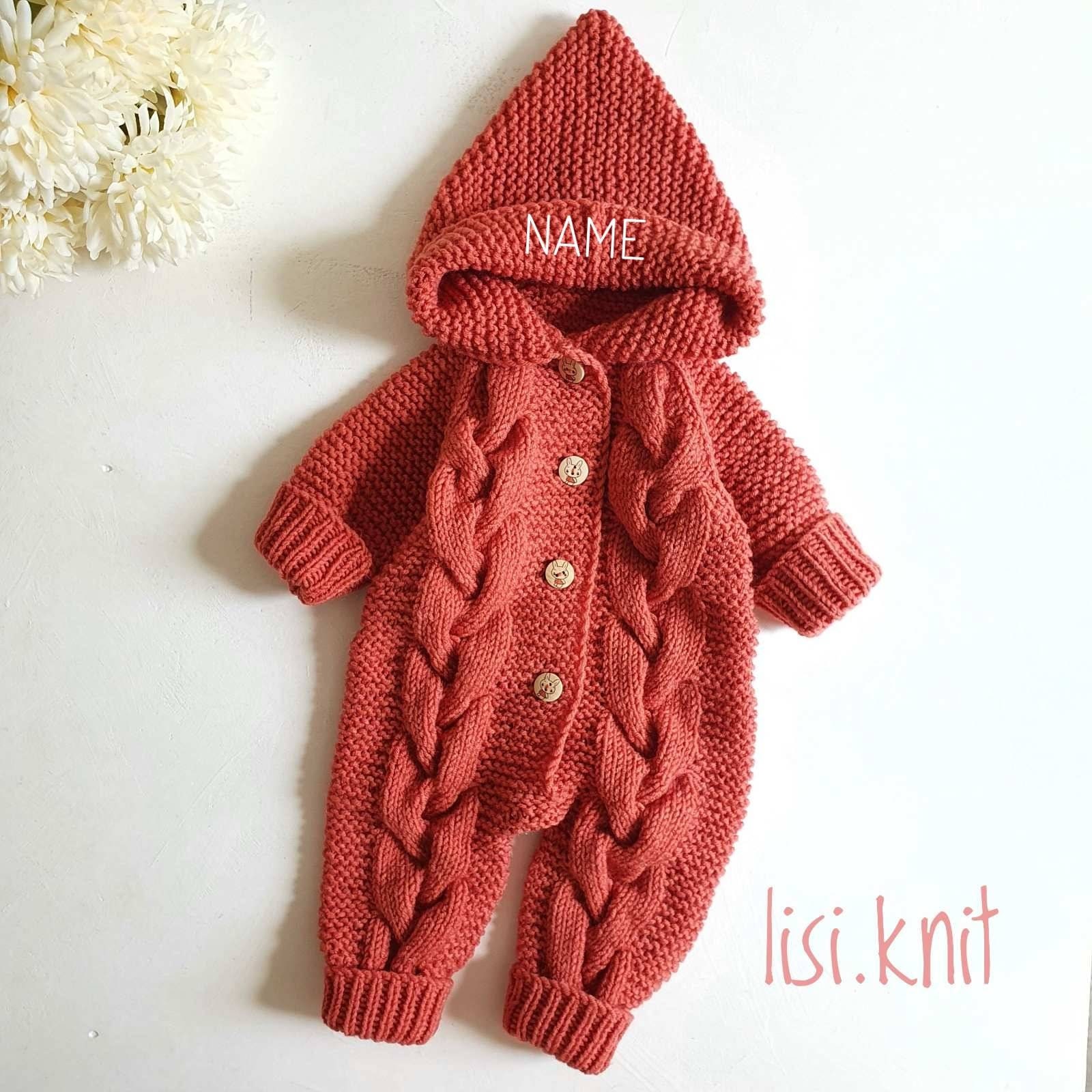 Hand knitted romper. Unisex baby clothing. Knit baby clothes. Etsy