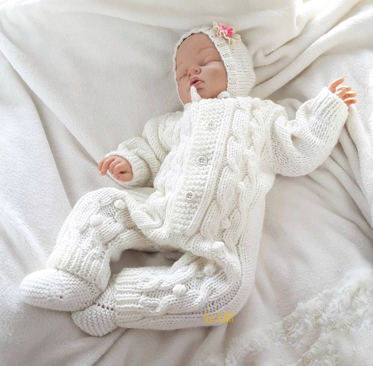 Knit baby clothes Hand knitted white color baby romper Etsy