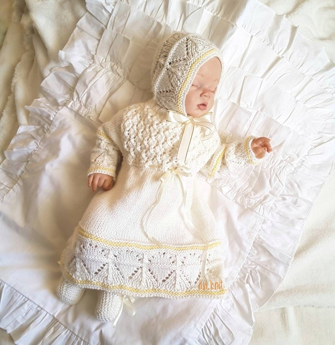 Baby knit dress. Hand knit baby clothes. Coming home outfit. Etsy