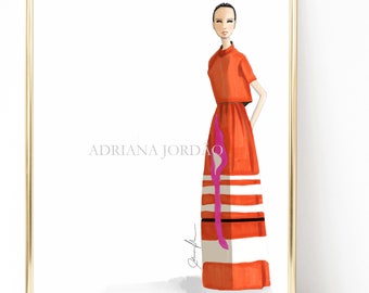 Fashion Print, Eine elegante Frau in Orange