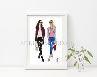 Modedruck / Fashion Friends / Girly Wandkunst / Ankleidezimmerkunst / Geschenk für Sie / Fashion Marker Art / Home Decor /