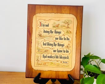 Vintage Goethe Blessing Decoupage Wood Wall Art: Rustic Cabin Decor