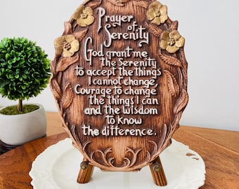 Vintage Serenity Prayer Chalkware Wall Plaque