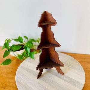 Hand Carved Wood Corner Shelf: 3-Tier Vintage Display