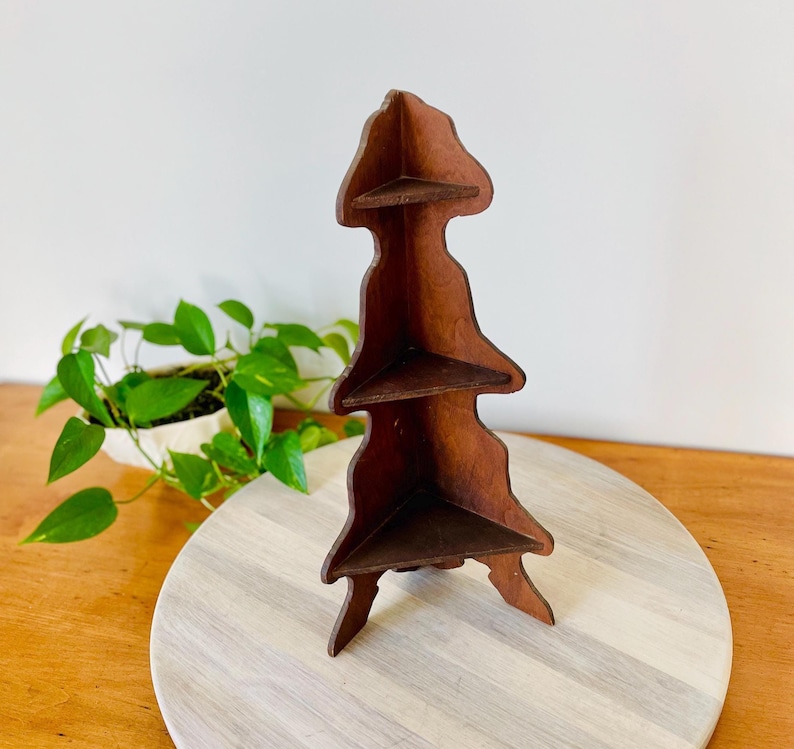 Antique Hand Carved Wooden Corner Knick Knack Shelf; Vintage Wood Wall Corner Display Shelf; Three Tier Wood Shelf; Kitchen Shelf