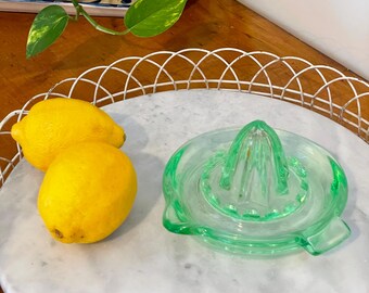 Antique Green Uranium Glass Citrus Juicer: Collectible Kitchenalia