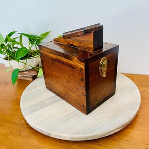 Vintage Brookstone Solid Wood Shoe Shine Box; Tall Rustic Wood Shoe Shine Box; Gift for Him; Weathered Pine Wood Shoe Care Box
