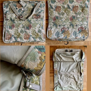 RARE Four Piece Vintage Diane Von Furstenberg Floral Tapestry Luggage Set 1980s DVF Tapestry Luggage Set Carry On Garment Bag Suiter image 5