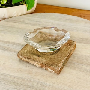 Vintage Heavy MCM Bohemian Crystal Ashtray; Mid Century Modern Crystal Dish; Contemporary Crystal Jewelry Dish; Glass Catch All Tray