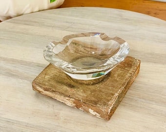 Vintage MCM Crystal Ashtray: Bohemian Mid Century Modern Dish