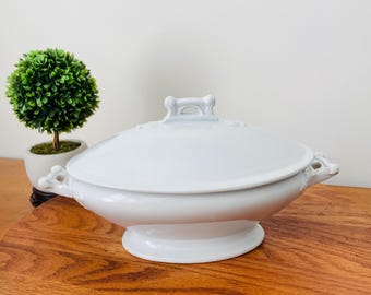 Antique Powell and Bishop Ironstone Covered Vegetable Tureen Serving Dish