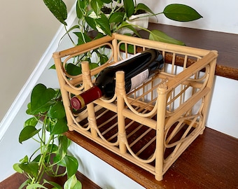 Vintage Bentwood 6 Bottle Sparking Water Wine Rack; Bar Cart Decor; Palm Beach Regency Decor; Boho Chic Wine Rack; Gift for Boho Lover