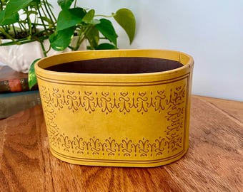 Vintage Italian Tooled Leather Desk Storage: Office Organization