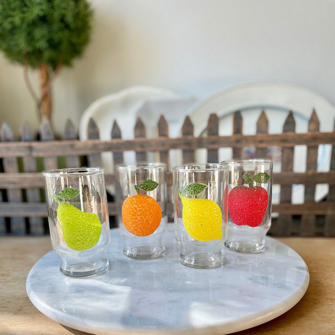 MCM Set of Four Textured Juice Glasses Vintage Fruit Juice Etsy