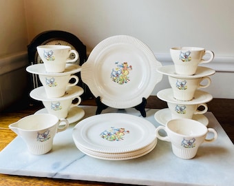 Vintage Salem China Mary Had a Little Lamb Tea Set: 1940s Nursery Rhyme