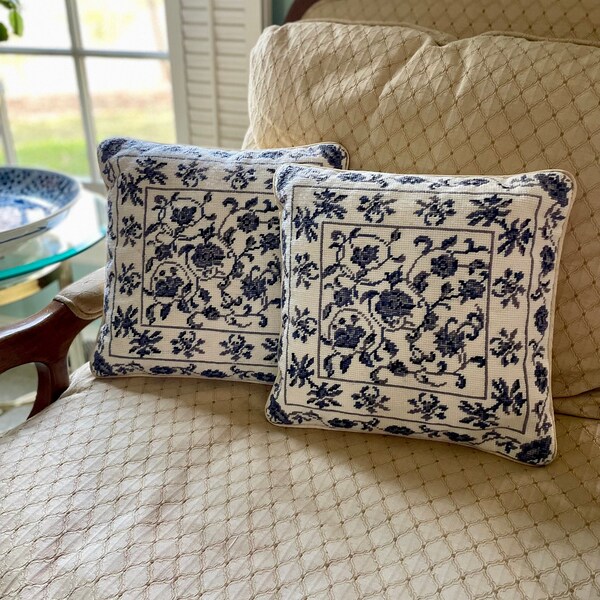 Vintage Needlepoint Pillows Etsy