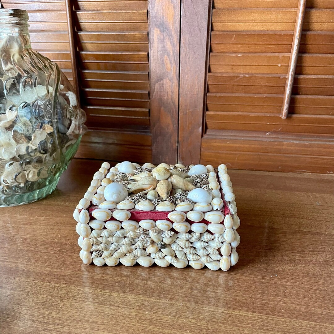 Vintage Seashell Keepsake Box Vintage Sea Shell Box Shell Jewelry Box