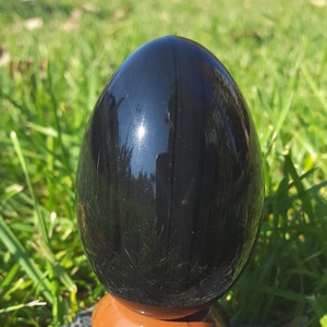 Large Black Obsidian Egg (75mm) with Free Stand