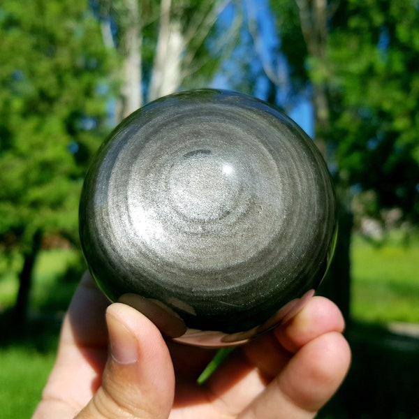 30-130mm Rare Silver Sheen Obsidian, Chakra, Energy Healing, Polished Crystal Sphere, Crystal Sphere, Crystal Ball, Armenian Obsidian