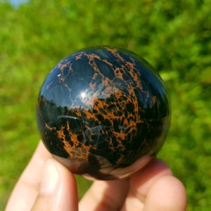 2.1&quot;(53mm) Brecciated Obsidian, seltene Obsidian 180 Gramm, stehen kostenlos, Obsidian Kugel, Kristallkugel, Quarzkugel, Sammlerkugel