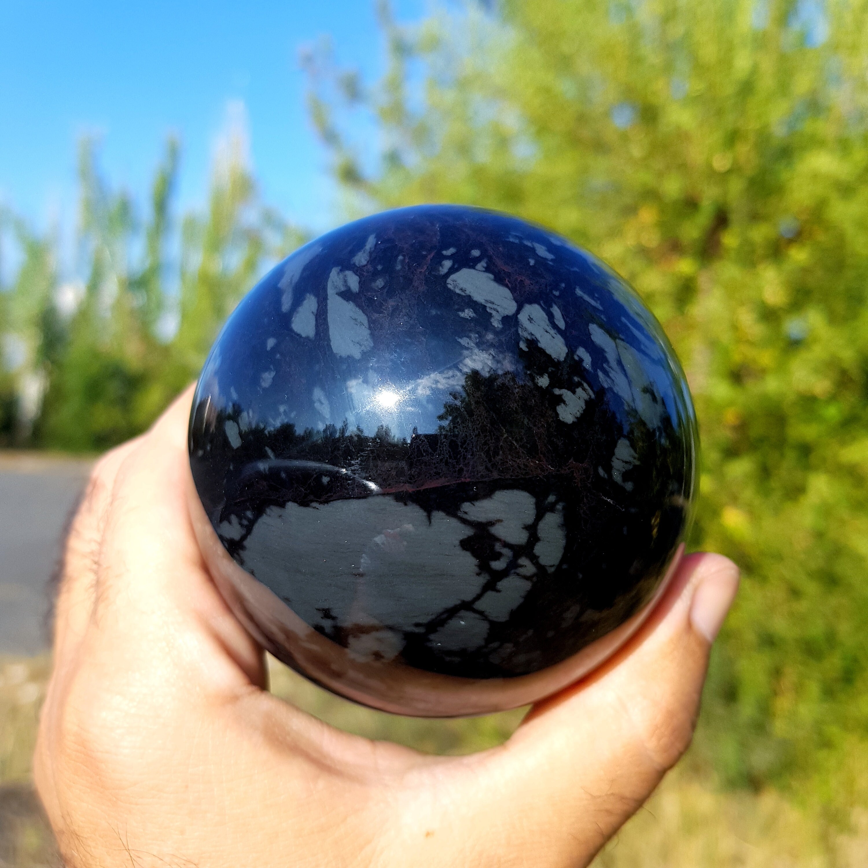 大きな黒曜石球、本物の水晶玉（82mm） - Etsy 日本