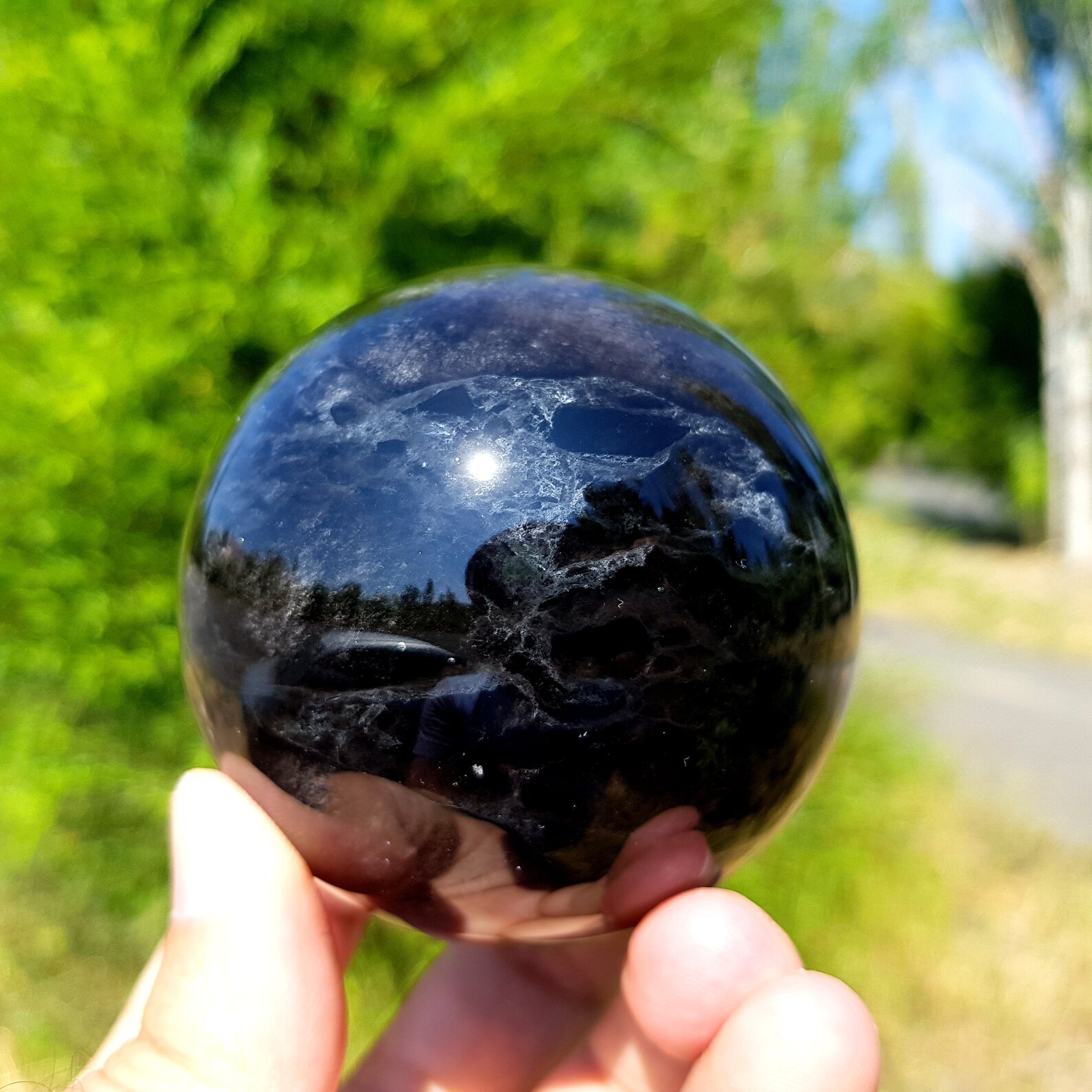 2.871mm Black Obsidian 420 Grams Obsidian Sphere Etsy