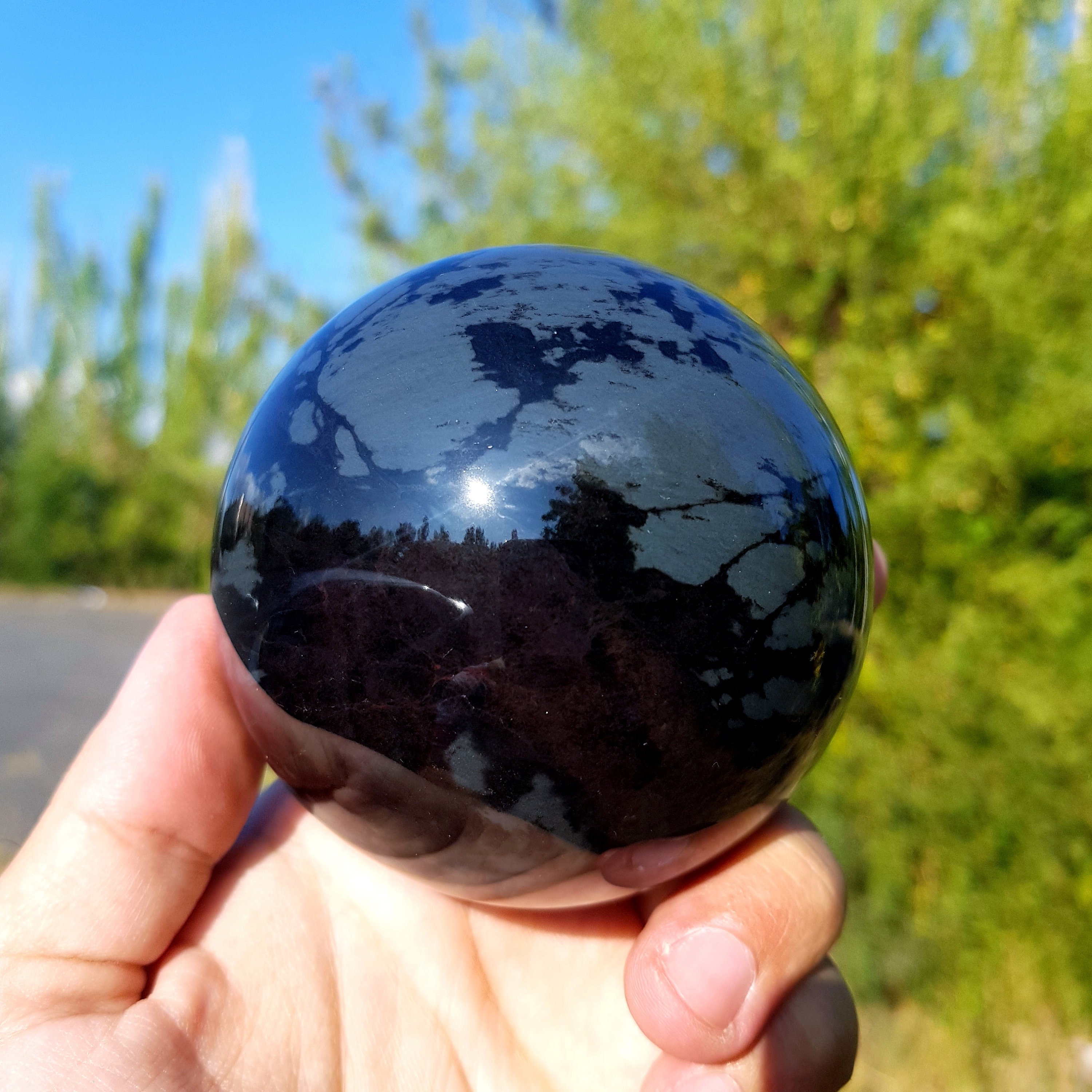 大きな黒曜石球、本物の水晶玉（82mm） - Etsy 日本