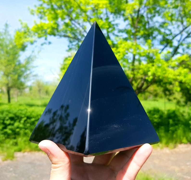 EXTRA LARGE Black Obsidian Pyramid Crystal Pyramid | Etsy