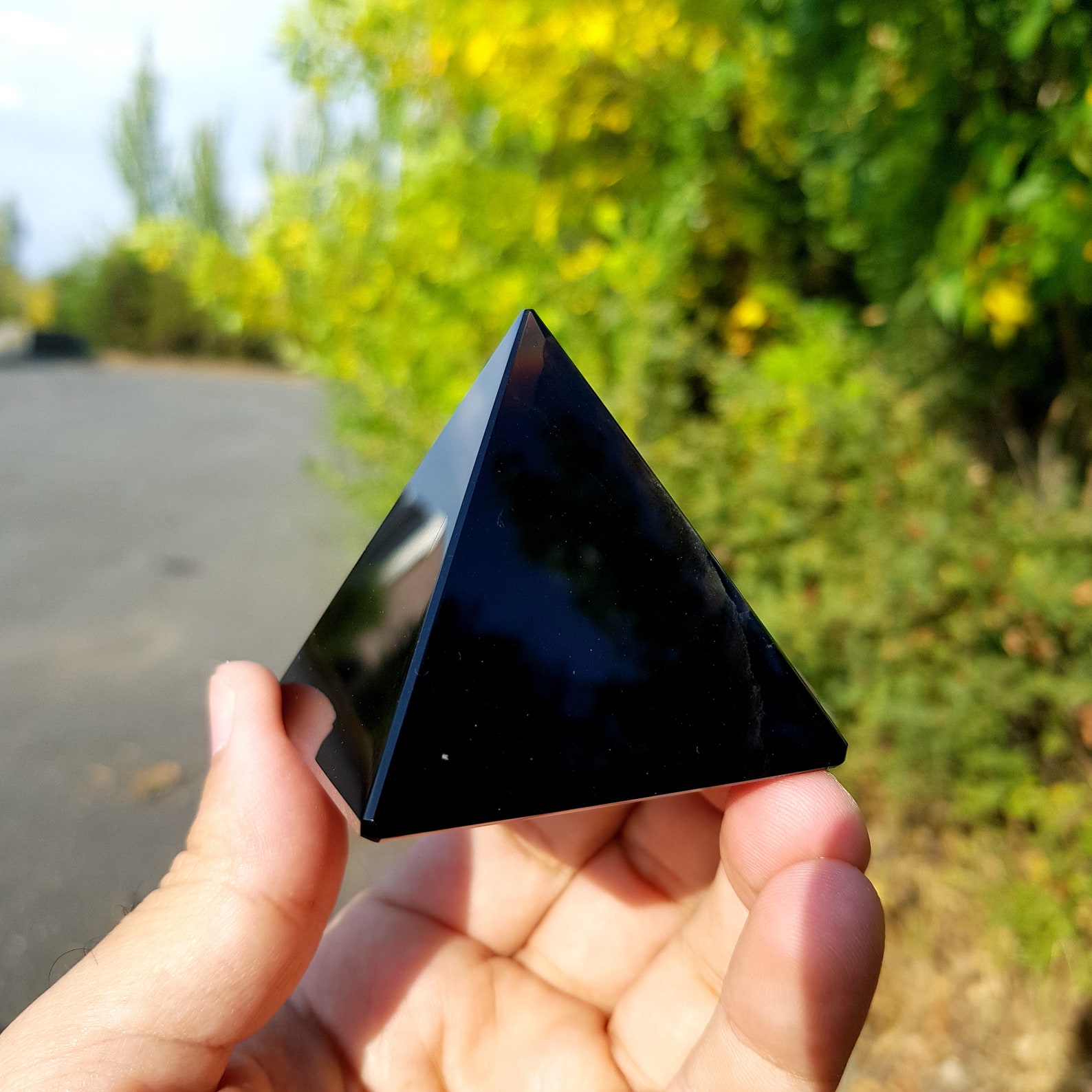Black Obsidian Pyramid Crystal Pyramid Meditation Chakra | Etsy