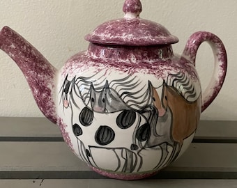 Teapot, Vintage Teapot, Tea, Tea Pot, Tea Set, Ceramic Teapot, Tea Time, Pottery teapot, Handmade Teapot, Collectible Teapot, Horse Lover