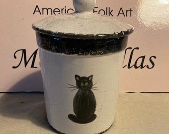 Cat Treat Jar - I painted this with a black cat, and then accented the piece by making the rims black!  I think your cat will approve!