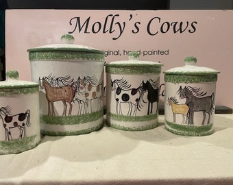 Canister Set - Customize your own canister set with your choice of spatter color.  This is a custom horse canister set.