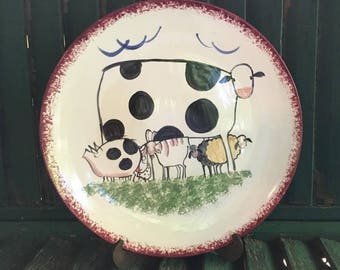 Molly Dallas Handpainted Plate- Farm Animals Plate